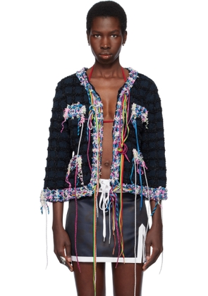 Julie Kegels Navy Knitted Tweed Jacket