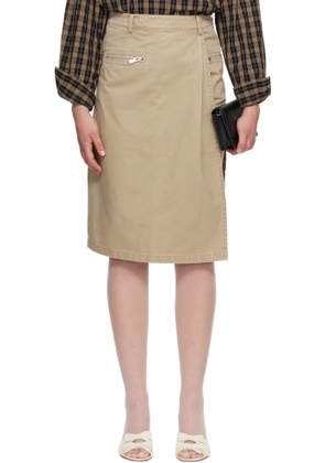 CPLUS Series Khaki Two-Piece Asymmetrical Cargo Midi Skirt