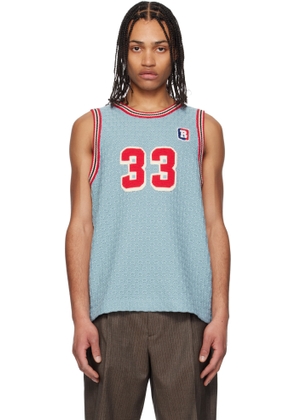 RICE NINE TEN Blue Knitting Basketball Tank Top