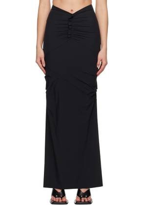 Paris Georgia Black Minimal Ruffle Maxi Skirt