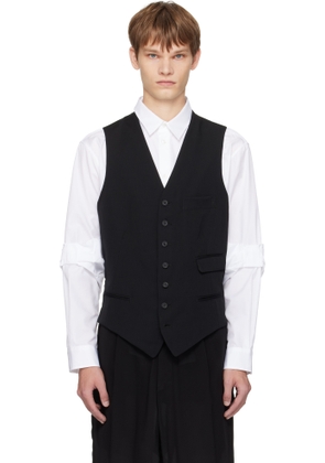 YOHJI YAMAMOTO Black Wool Gabardine 7Buttons Waistcoat