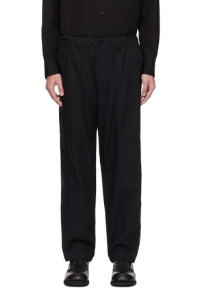 YOHJI YAMAMOTO Black BS Herringbone Hem Zip Painter Trousers
