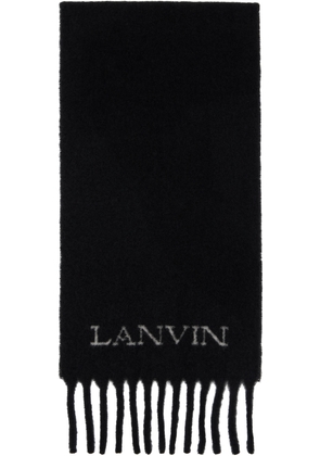 Lanvin Black Fringed Wool Scarf