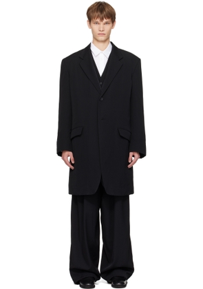 YOHJI YAMAMOTO Black Wool Gabardine Reversible Nylon Liner & Blazer Set