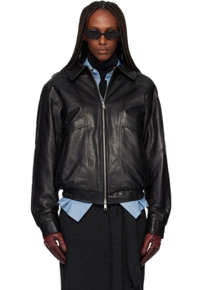 TONYWACK Black Vegetable Tanned Lamb Leather Zip Jacket