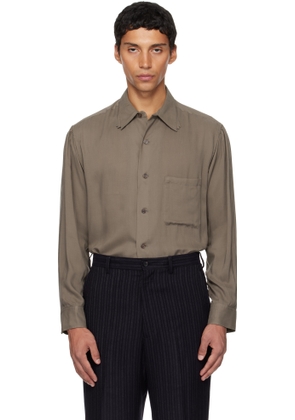 YOHJI YAMAMOTO Khaki Cellulose Lawn 3Collar Sleeve Gather Shirt