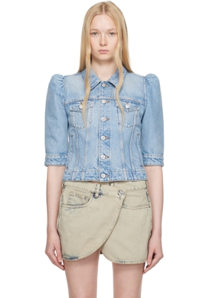 Coperni Blue Slim-Fit Cropped Denim Jacket