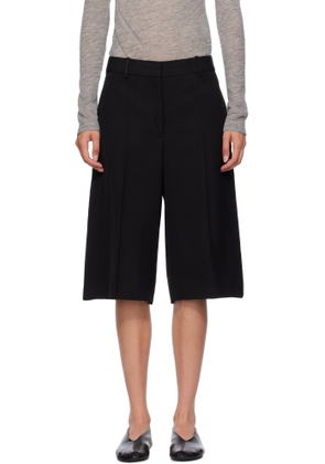 Jil Sander Black Viscose Silk Blend Straight Shorts