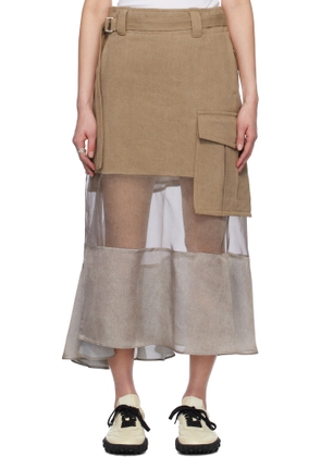 sacai Beige Mix Denim Maxi Skirt