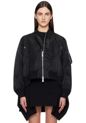 sacai Black Nylon Twill Bomber Jacket
