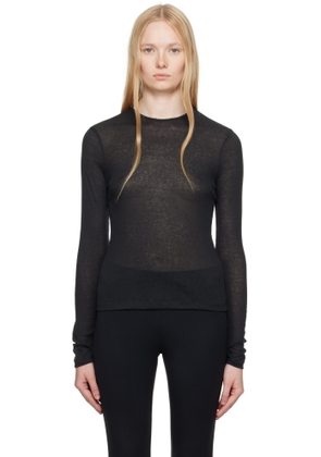 SKIMS Black Sheer Cotton Long Sleeve T-shirt