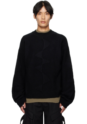 HELIOT EMIL Black Cropped Spiral Knit Sweater