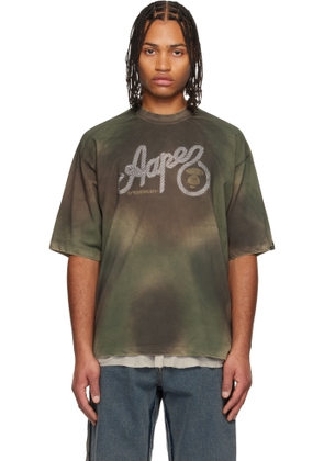 AAPE by A Bathing Ape Khaki Moonface Logo Graffiti Print T-shirt