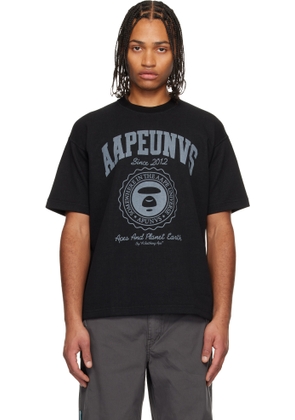 AAPE by A Bathing Ape Black Reversible Moonface College T-shirt