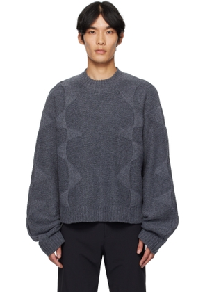 HELIOT EMIL Gray Cropped Spiral Knit Sweater