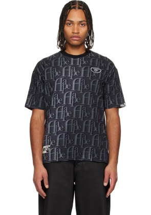 AAPE by A Bathing Ape Black Moonface Logo Monogram T-shirt