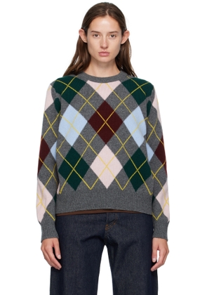 &Daughter Gray Ava Argyle Crewneck Sweater