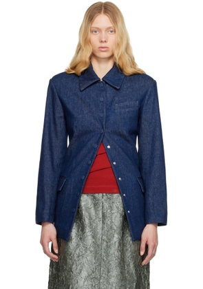 Dries Van Noten Navy Press-Stud Denim Jacket