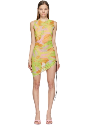 Louisa Ballou Pink & Green Heatwave Ruched Dress