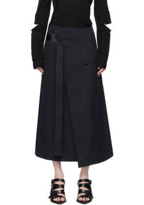 Helmut Lang Navy Trench Wrap Midi Skirt