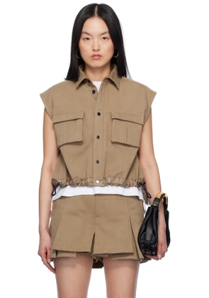 sacai Beige Mix Denim Shirt