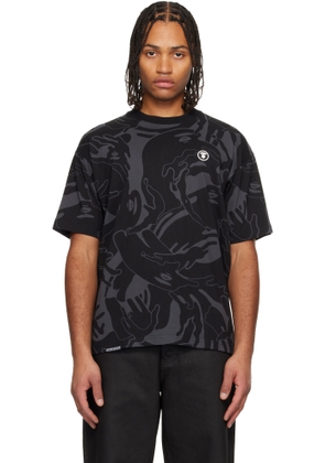 AAPE by A Bathing Ape Black Moonface Logo Camo Short Sleeve T-shirt