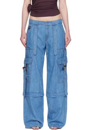 Versace Jeans Couture Blue Baroque Buckle Cargo Jeans