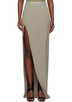 Rick Owens Green Hollywood Cocoon Crepe Slit Maxi Skirt