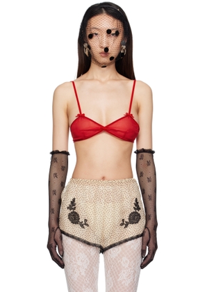 Valentino Red Silk Chiffon Bra