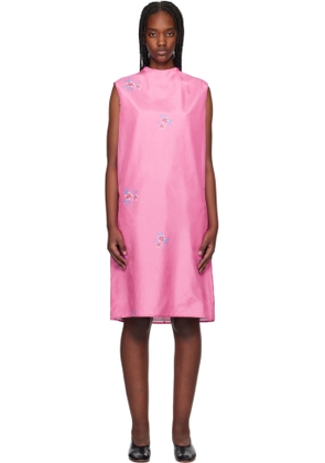 AO YES Pink Layered Print Midi Dress