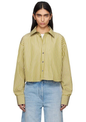AMI Paris Khaki Cotton Cropped Oversized Shirt