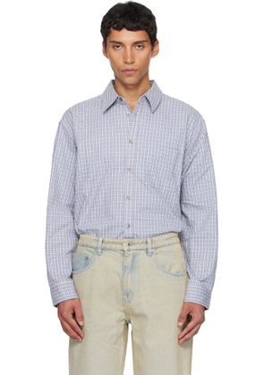 COOR Blue & White Block Checkered One Pocket Shirt