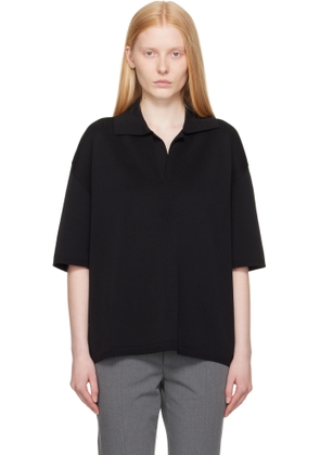 AMI Paris Black Short Sleeve Polo