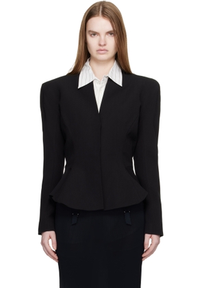 Mugler Black Flared Wool Jacket