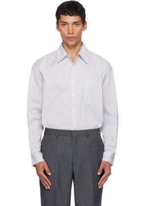 COOR White Multi-Pin Striped Oversized Shirt