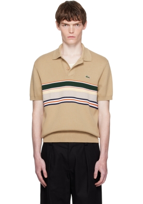 Lacoste Beige Made In France Striped Collar Polo