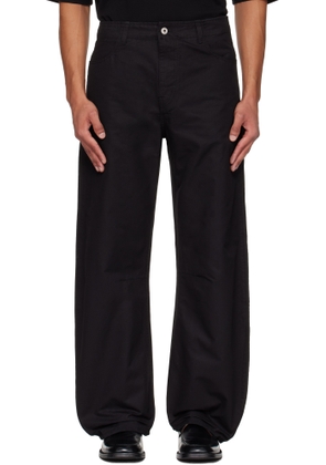 COOR Black Deep Curved Washed Cotton Trousers