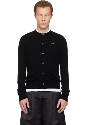 COMME des GARÇONS PLAY Black Round Neck Black Rhinestone Heart Cardigan