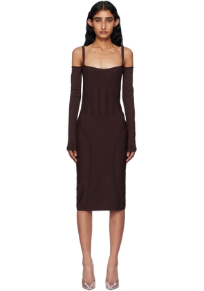 Mugler Burgundy Knit Midi Dress