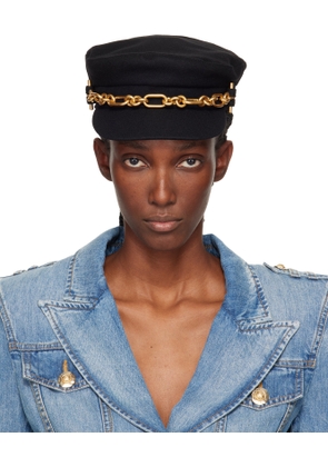 Balmain Black Brandebourg Wool Cap