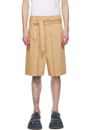 JW Anderson Beige Folded Front Pleat Shorts