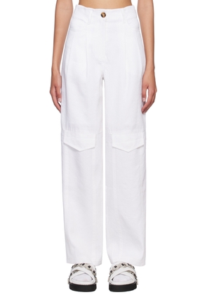 J KOO White Pocket Trousers