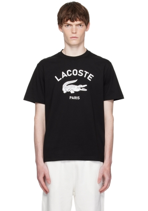 Lacoste Black Signature Print Cotton T-shirt