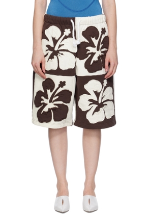 ABRA Brown & Off-White Flower Shorts