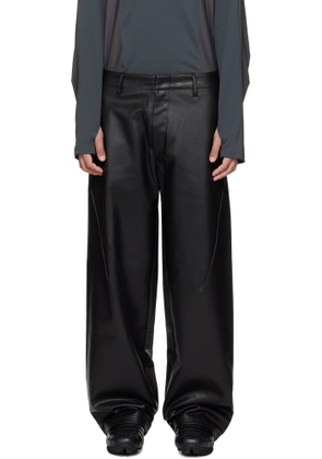 J EONGL I SSENSE Exclusive Black Cicada Faux-Leather Trousers