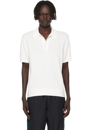 Lacoste White Fluid Ribbed Knit Polo