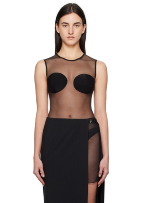 Nensi Dojaka Black Padded Bra Sleeveless Sheer Bodysuit