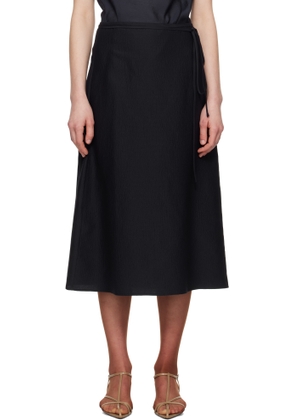 LE17SEPTEMBRE Navy Crinkled Fluid Midi Skirt