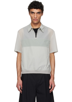 AMOMENTO Grey Sheer Color Block Polo