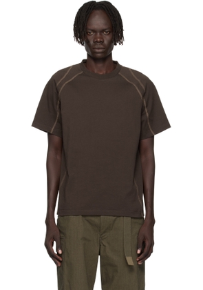 J EONGL I Brown Contrast Stitch T-shirt